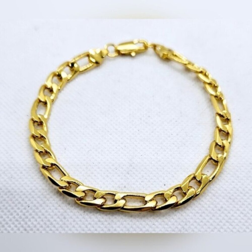 18K Gold Plated Chain Link Bracelet Unisex 9.5” NWT